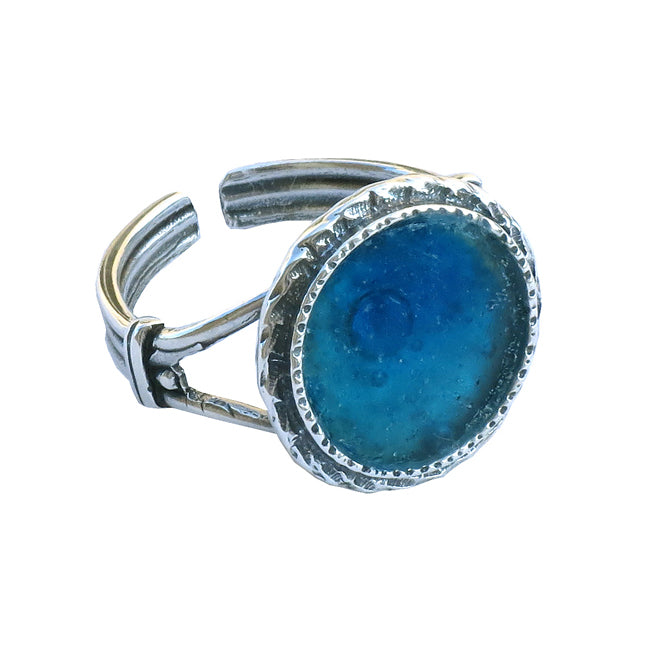 Classic Design silver Handcrafted Roman Glass Ring 