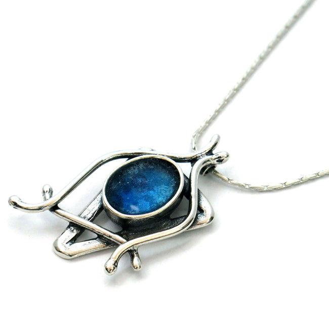 Unique Designer Star Of David Oval Roman Glass Pendant 