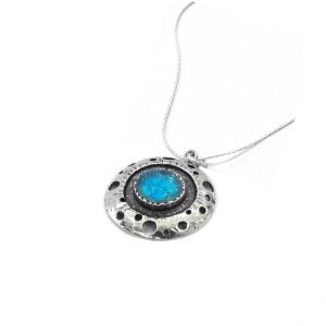 STERLING SILVER PLANETS DESIGN ROMAN GLASS PENDANT