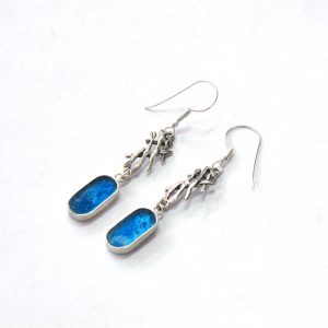 Lovely Kinneret Delta Design Oblong Roman Glass Earrings 