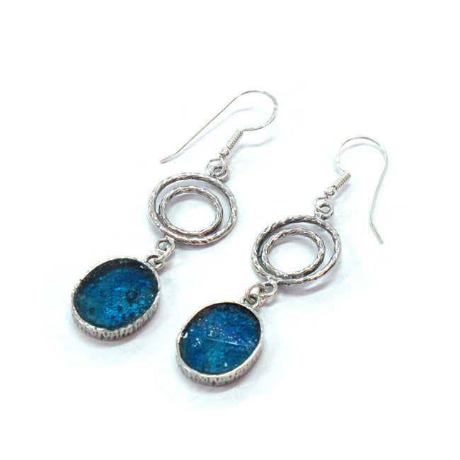 ENTWINED OVAL ROMAN GLASS LONG EARRINGS