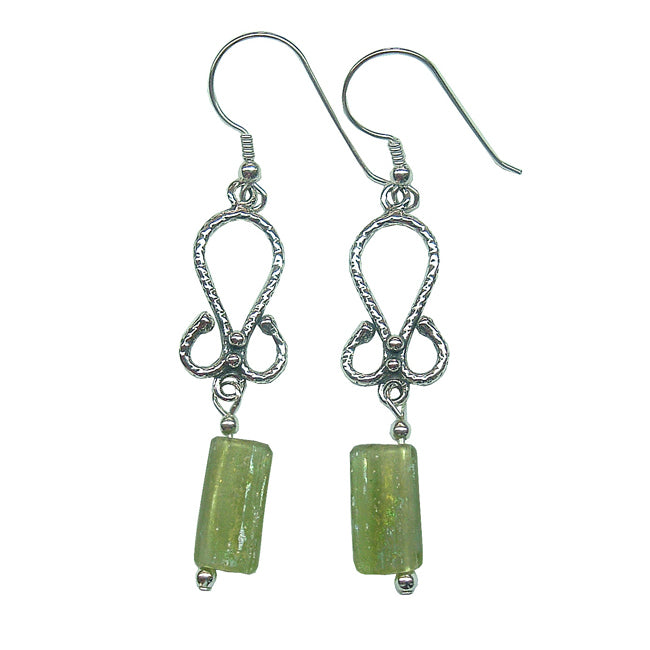 Unique 925 Silver Ethnic Design Roman Glass Beaded Earrings 