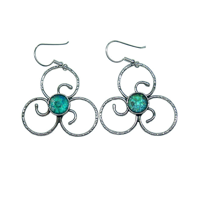 Floral Motion Design 925 Silver Dangle Earrings 