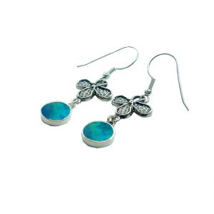 Round Ancient Roman Glass Dangle Earrings 