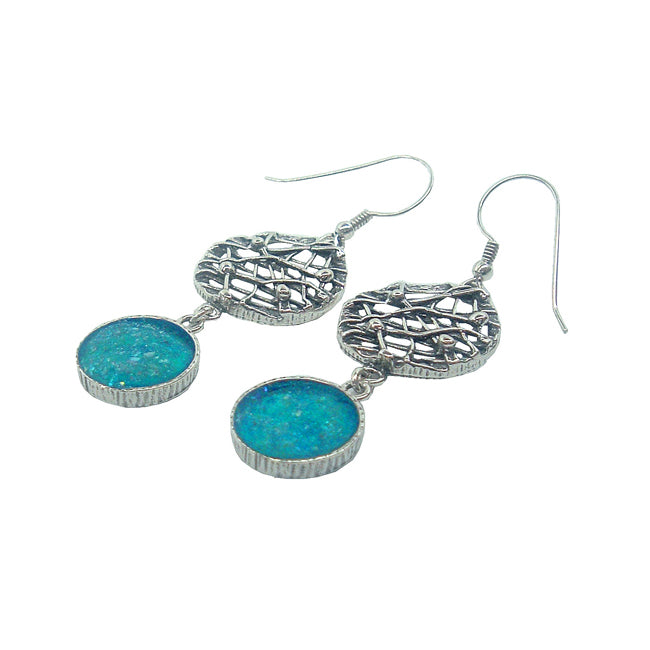 Fantasy Net Design Roman Glass Dangle Earrings 