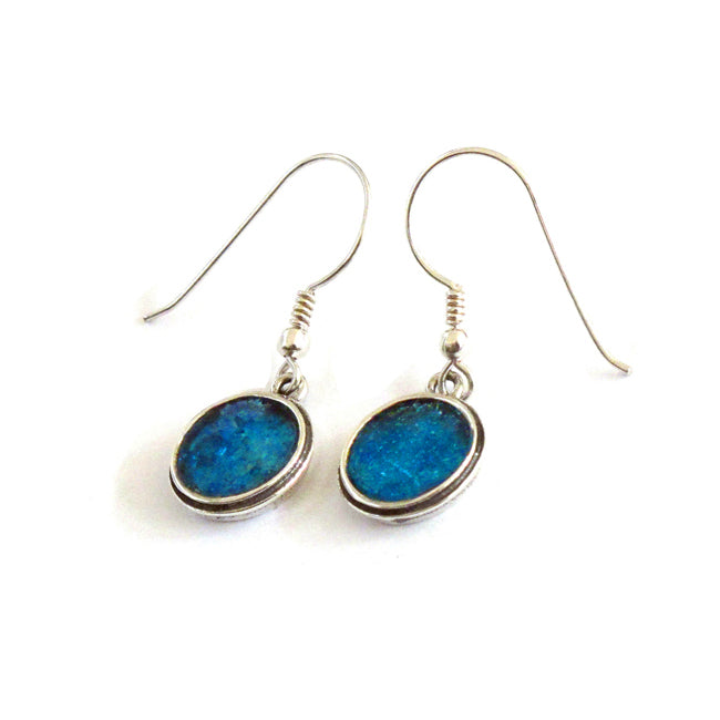 Designer Dangling Round Roman Glass Earrings 