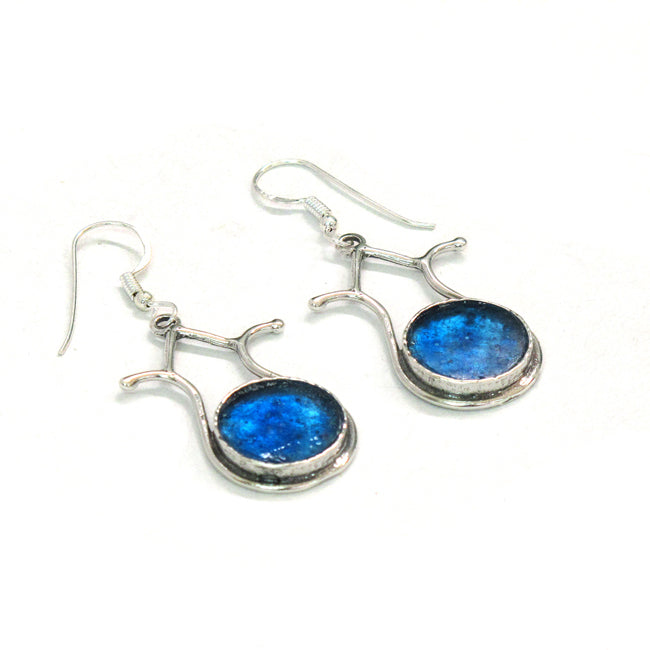 Roman Glass Fantasy Jerusalem Rimmon Design Earrings 