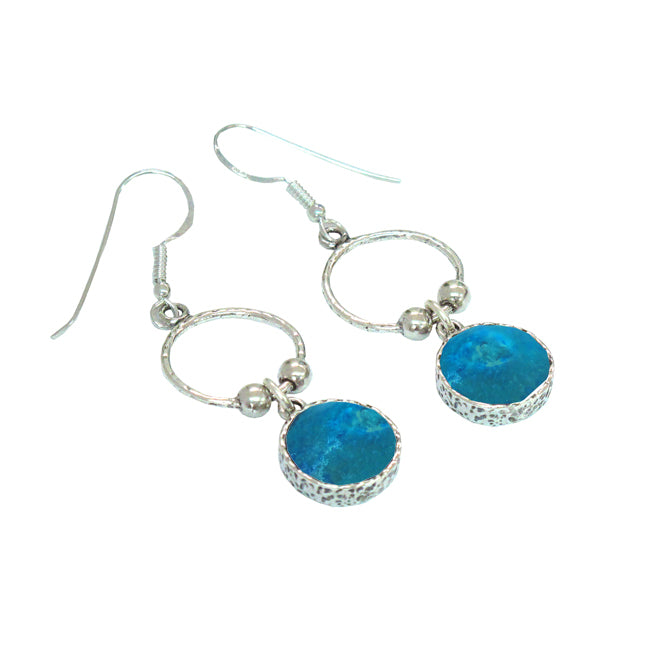 Gallant Holy Land Nature Design Silver Round Loops Earrings 