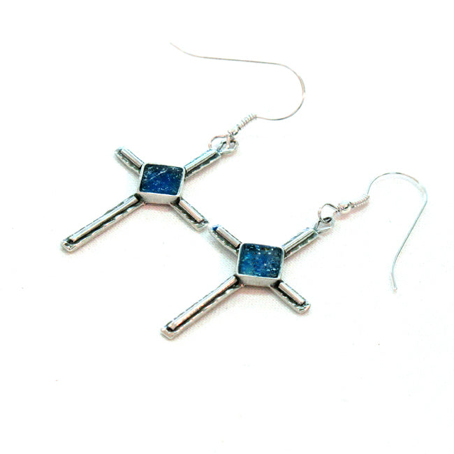Delicate Chapel Latin Cross Design Sterling Silver Earrings 