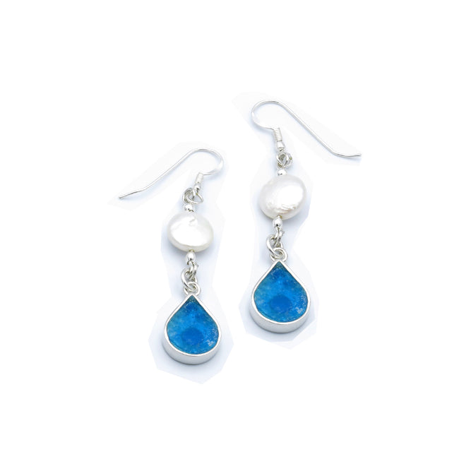 New Designer Teardrops Roman Glass Earrings With Pearls 
