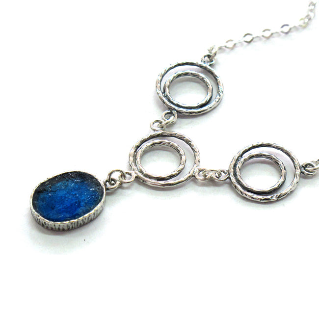 Beautiful Organic Design Oval Roman Glass Necklace 
