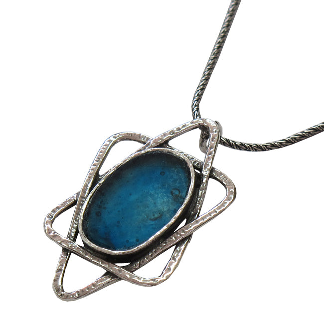 Large Artisan Star Of David Roman Glass Necklace 