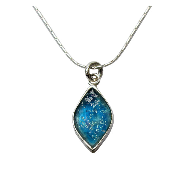 Sterling Silver Diamond Shaped Roman Glass Pendant 