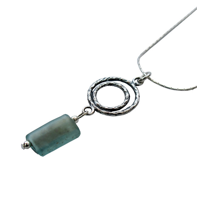 Sterling Silver Entwined Circles Roman Glass Beads Pendant 